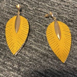 Bright Yellow feather looking earrings